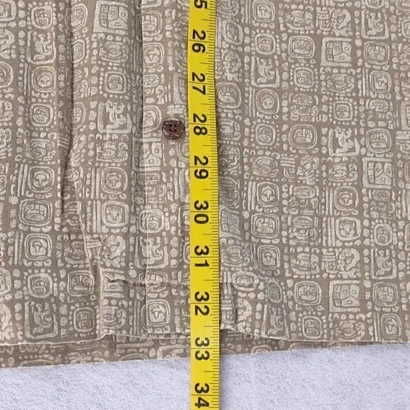 L.L. Bean 100% Cotton Tan Short Sleeve Button Down Hawaiian Shirt Size XLT - Picture 4 of 9